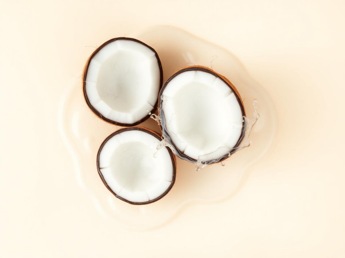 Fresh coconuts sliced open